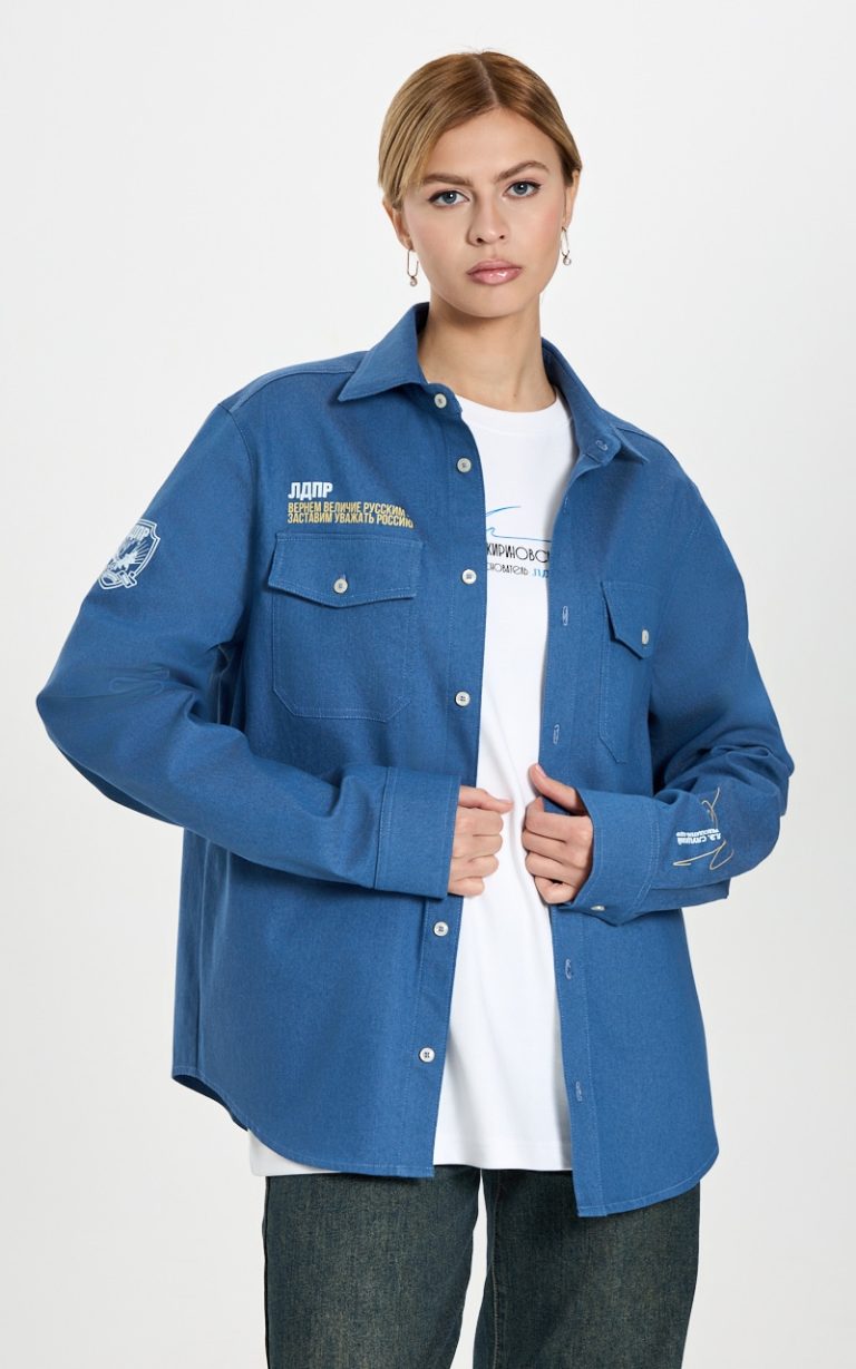 Джинсовая рубашка "Вернем величие русским" — изображение 10