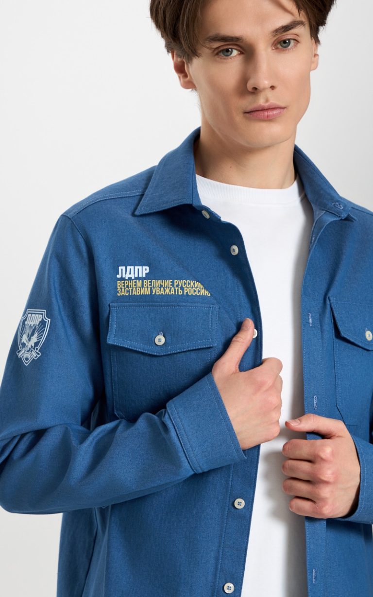 Джинсовая рубашка "Вернем величие русским" — изображение 3