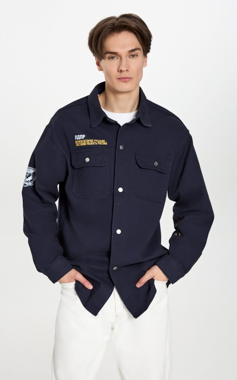 Джинсовая рубашка "Надо родину любить"